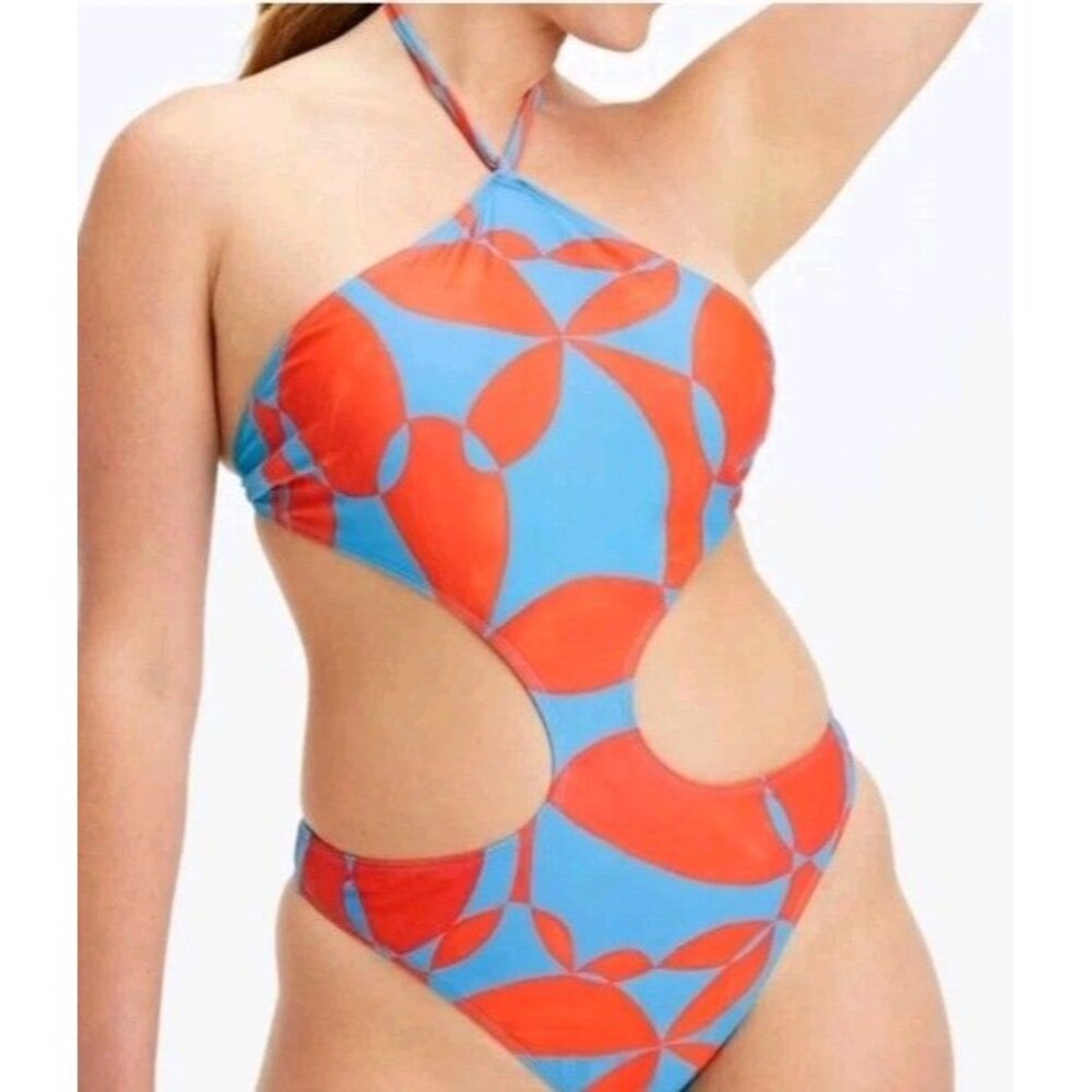 FABLETICS one Piece Cutout Swimsuit NWT Orange Floral Geo Size 2X